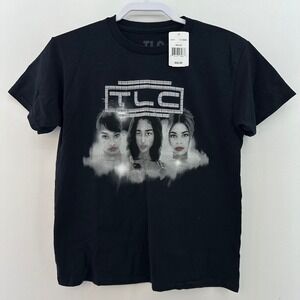 TLC Girl Group Black T Shirt Logo 90s Pop Music Medium M NWT